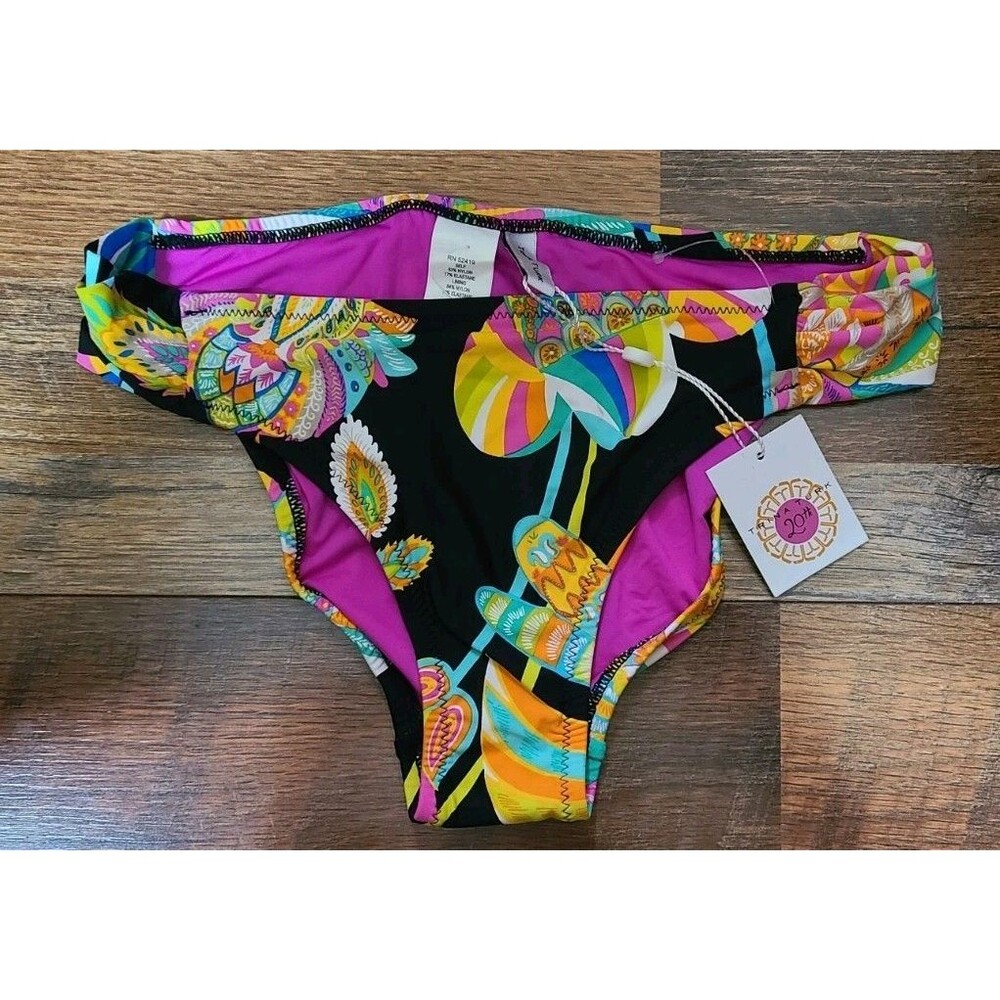 Trina Turk Swim Womens Sea Garden Shirred Side Hipster Bikini Bottom Sz 8 - NWT